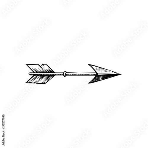 Arrow doodle hand drawn brush stroke effect. Simple monochromatic illustration on white background. Vector illustration.