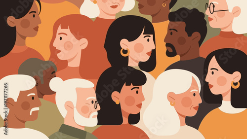 diverse multi-ethnic group of people of various ages connecting illustrating concepts of community unity and social inclusion.