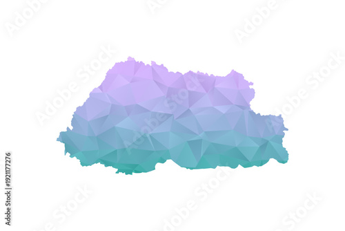 Bhutan Map Polygon Style Vector Illustration in Purple and Cyan Gradient, Low Poly Geometric Design, Isolated on White Background for Infographics and Projects.