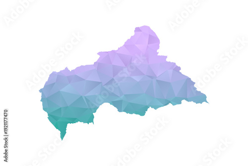 Central African Republic Map Polygon Style Vector Illustration in Purple and Cyan Gradient, Low Poly Geometric Design, Isolated on White Background for Infographics and Projects.