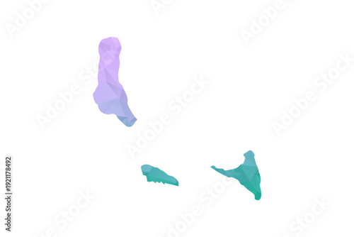 Comoros Map Polygon Style Vector Illustration in Purple and Cyan Gradient, Low Poly Geometric Design, Isolated on White Background for Infographics and Projects.
