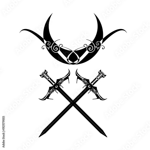 lilith symbol vector  tattoo art - moon sword tattoo idea, design, art, logo, svg.