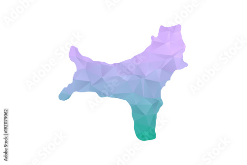 Christmas Island Map Polygon Style Vector Illustration in Purple and Cyan Gradient, Low Poly Geometric Design, Isolated on White Background for Infographics and Projects.