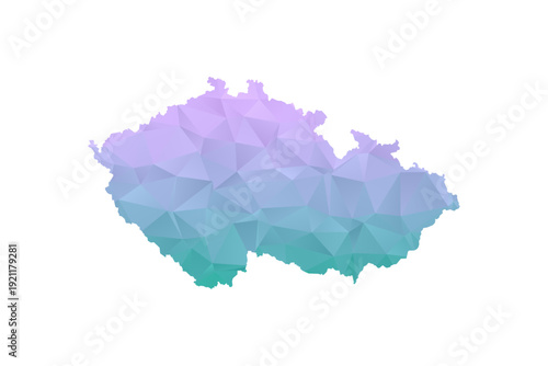 czech republic Map Polygon Style Vector Illustration in Purple and Cyan Gradient, Low Poly Geometric Design, Isolated on White Background for Infographics and Projects.