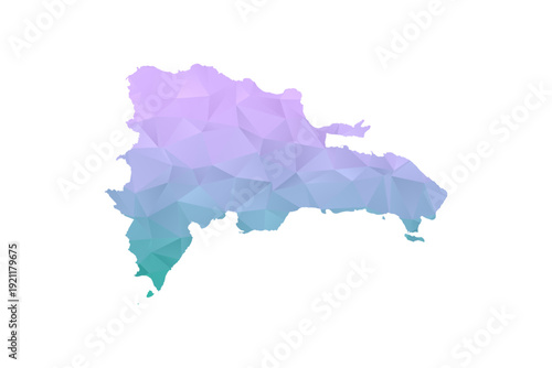 Dominican Republic Map Polygon Style Vector Illustration in Purple and Cyan Gradient, Low Poly Geometric Design, Isolated on White Background for Infographics and Projects.