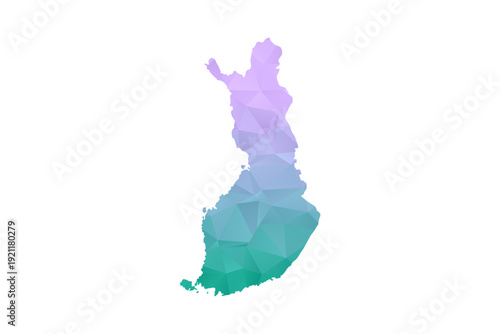 Finland Map Polygon Style Vector Illustration in Purple and Cyan Gradient, Low Poly Geometric Design, Isolated on White Background for Infographics and Projects.