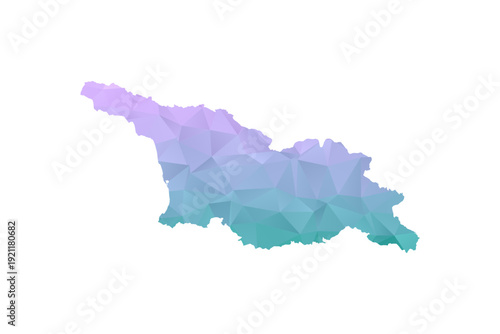 Georgia Map Polygon Style Vector Illustration in Purple and Cyan Gradient, Low Poly Geometric Design, Isolated on White Background for Infographics and Projects.