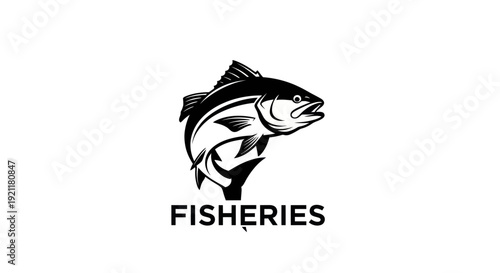 Black and White Jumping Fish Logo for Fisheries Business