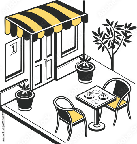 illustration of a table and chairs