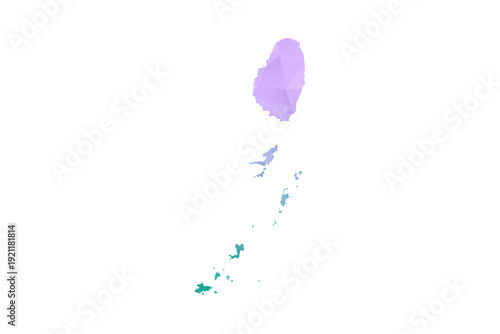 Saint Vincent and the Grenadines Map Polygon Style Vector Illustration in Purple and Cyan Gradient, Low Poly Geometric Design, Isolated on White Background for Infographics and Projects.