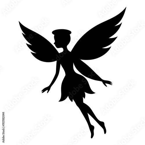 Elegant Fairy with Wings Logo Icon Vector.