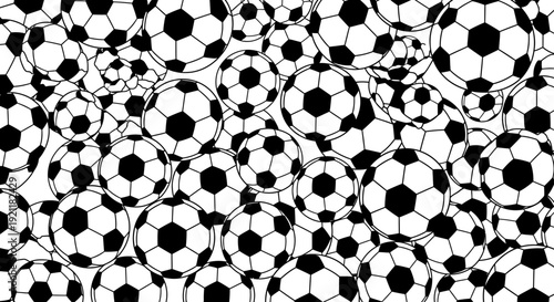 dynamic seamless pattern of black and white soccer balls an abstract football background for sports branding web design and gameday