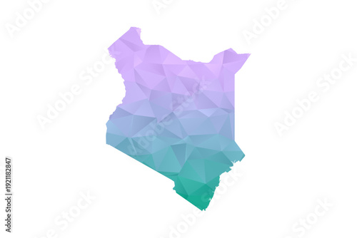 Kenya Map Polygon Style Vector Illustration in Purple and Cyan Gradient, Low Poly Geometric Design, Isolated on White Background for Infographics and Projects.