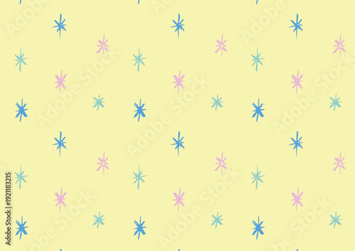 ポップな星柄シームレスパターン パステルカラー背景素材 ベクター
