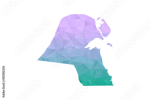 Kuwait Map Polygon Style Vector Illustration in Purple and Cyan Gradient, Low Poly Geometric Design, Isolated on White Background for Infographics and Projects.