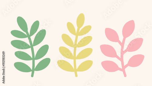 A simple leaf illustration evoking fresh spring foliage. Spring. Summer.