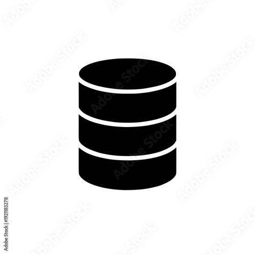 A stylized black and white depiction of a cylindrical data storage device