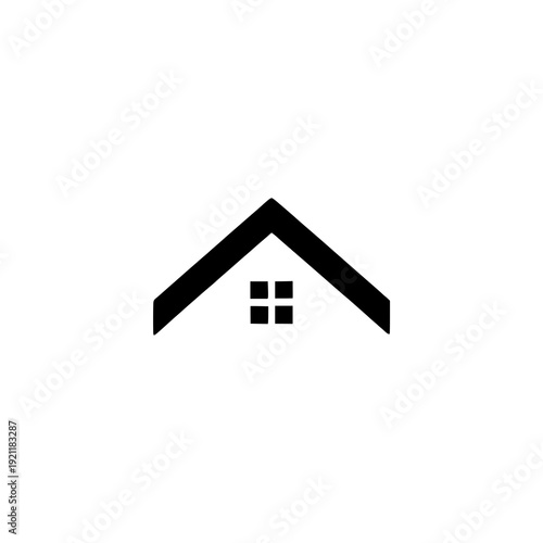 фотографія Simple black and white house icon with a pitched roof and windows
