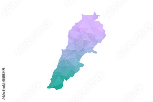 Lebanon Map Polygon Style Vector Illustration in Purple and Cyan Gradient, Low Poly Geometric Design, Isolated on White Background for Infographics and Projects.