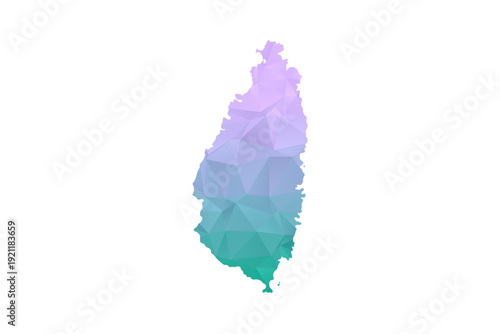 Saint Lucia Map Polygon Style Vector Illustration in Purple and Cyan Gradient, Low Poly Geometric Design, Isolated on White Background for Infographics and Projects.