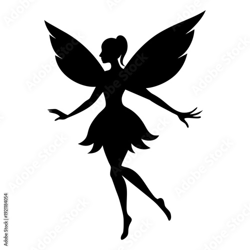 Beautiful Winged Fairy Illustration Symbol Design.