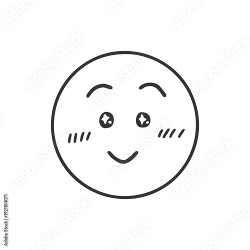 Shining eyes face icon　喜びやときめきを表すシンプルな手書き表情アイコン