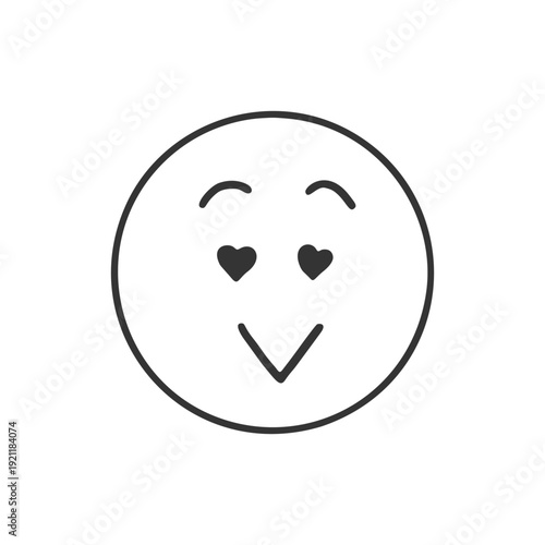 Heart eyes face icon　愛や好きを表すシンプルな手書き表情アイコン