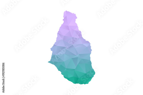 Montserrat Map Polygon Style Vector Illustration in Purple and Cyan Gradient, Low Poly Geometric Design, Isolated on White Background for Infographics and Projects.