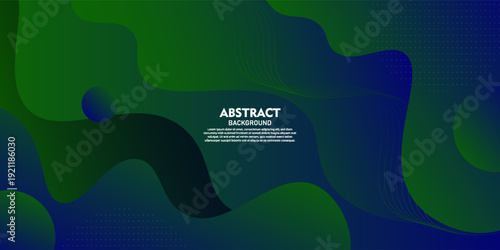 Modern geometric business banner design with green and blue gradient background. Creative banner design with wave shape. Vector Eps10