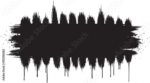 Abstract black brush stroke art on white background