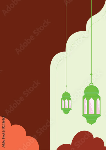 abstract islamic brown background with lamp ornaments