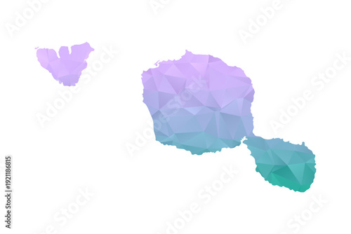 French Polynesia Map Polygon Style Vector Illustration in Purple and Cyan Gradient, Low Poly Geometric Design, Isolated on White Background for Infographics and Projects.