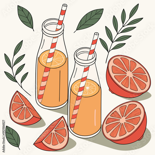 set of citrus fruits