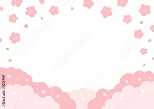 桜の春の背景イラスト、白背景