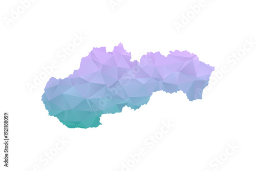 Slovakia Map Polygon Style Vector Illustration in Purple and Cyan Gradient, Low Poly Geometric Design, Isolated on White Background for Infographics and Projects.