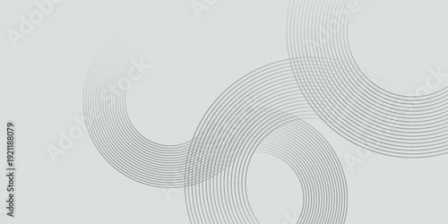 Abstract white glowing geometric lines on gray background. Modern circle lines pattern. Minimal geometric design. Futuristic concept. vector pattern eps10