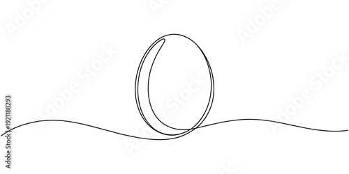 Single line egg design, continuous one line art Easter symbol, line art eggs drawing shape vector illustration