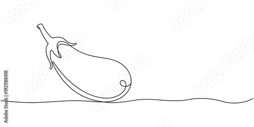 Eggplant in continuous line art drawing style. Aubergine fruit black linear sketch isolated on white background. Vector illustration