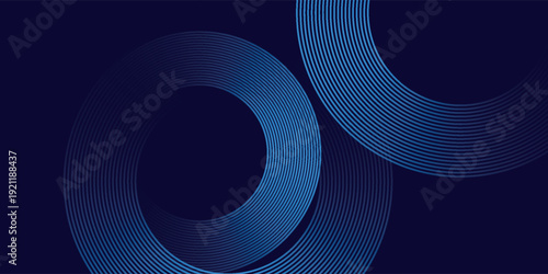 Blue abstract background. Geometric round lines pattern. Modern shiny blue gradient lines. Futuristic technology graphic design. vector circle eps10