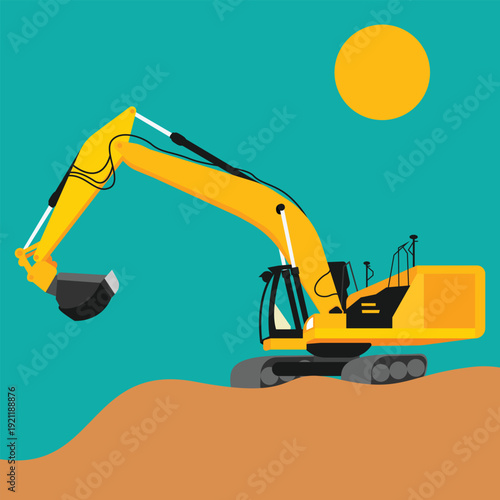 Background of excavator machine design. Industry and mining