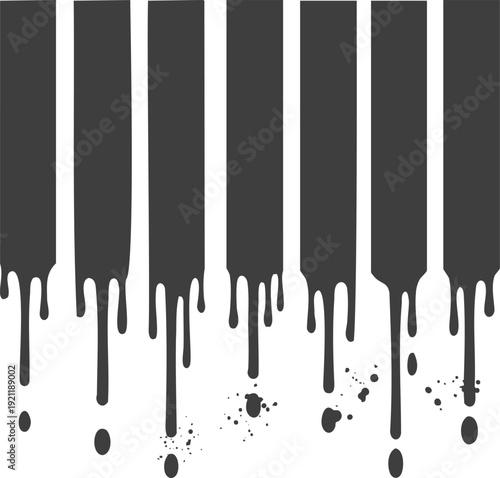 Melting piano keys in black and white