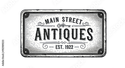 Vintage Main Street Antiques Sign EST 1922