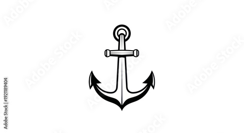 Nautical Anchor Symbol. Marine Equipment. Vector Illustration.
