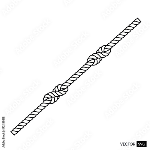 Rope with knots, abstract vector illustration, graphic resource