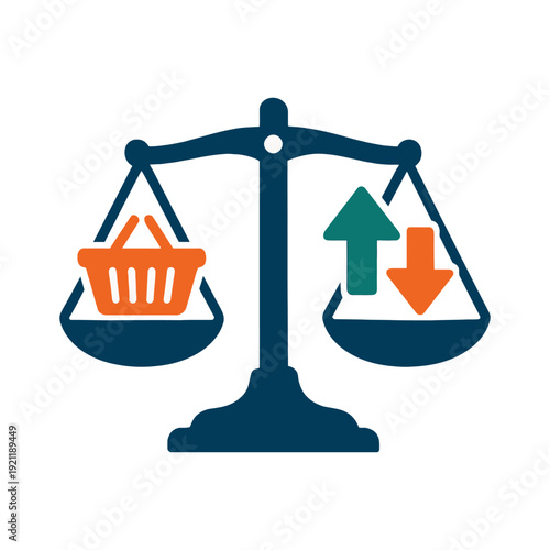 Balance price and value vector art on white background