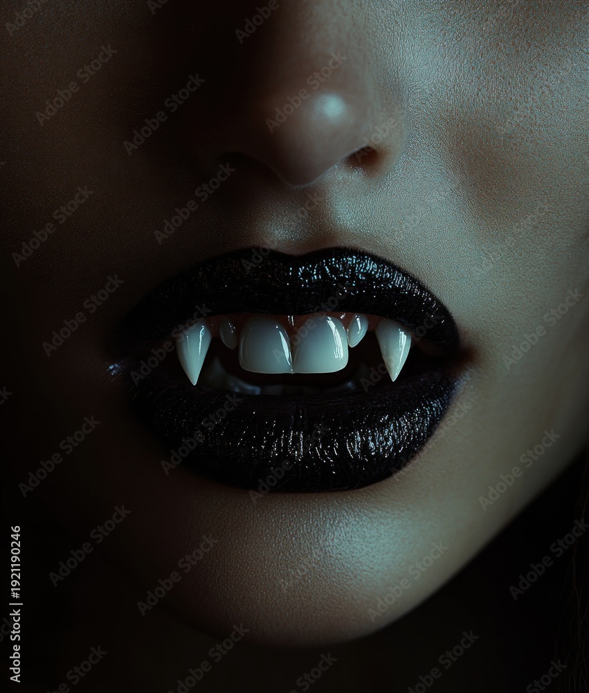 Obraz premium close-up of lower face and chin with textured skin lit by soft teal highlight and deep shadows, creating a moody, contemplative and intimate atmosphere