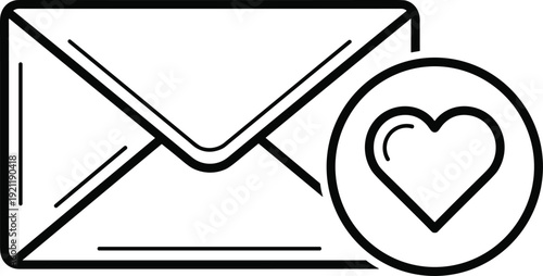 Love Message Envelope Icon with Heart Symbol Representing Romantic Email, Valentine Greeting, Online Communication, and Relationship Notification Concept Design