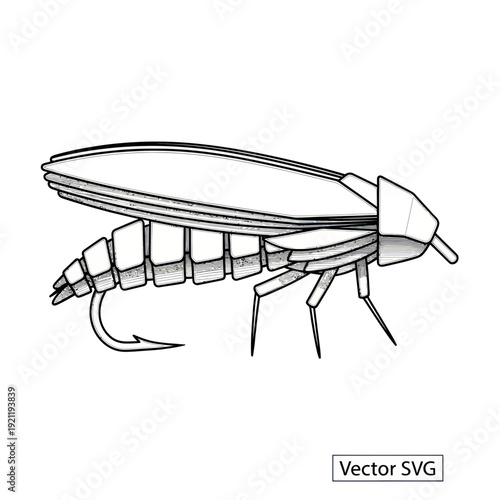Fly Fishing Lure: Hand-Drawn Insect Imitation for Angling