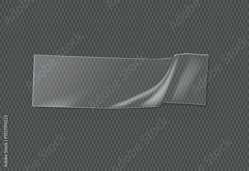 Realistic transparent adhesive tape with a slightly curled edge a versatile graphic element for packaging repair or office supply designs vector illustration