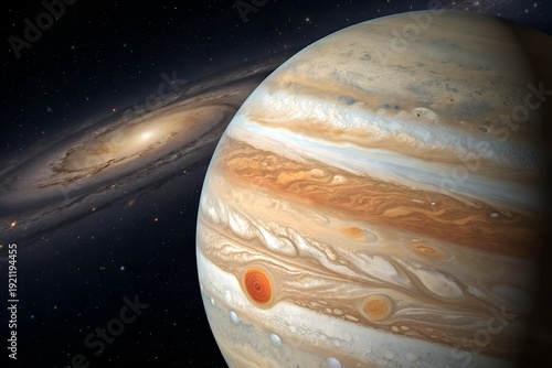 Satellite orbiting Earth with space shuttle and moon in view